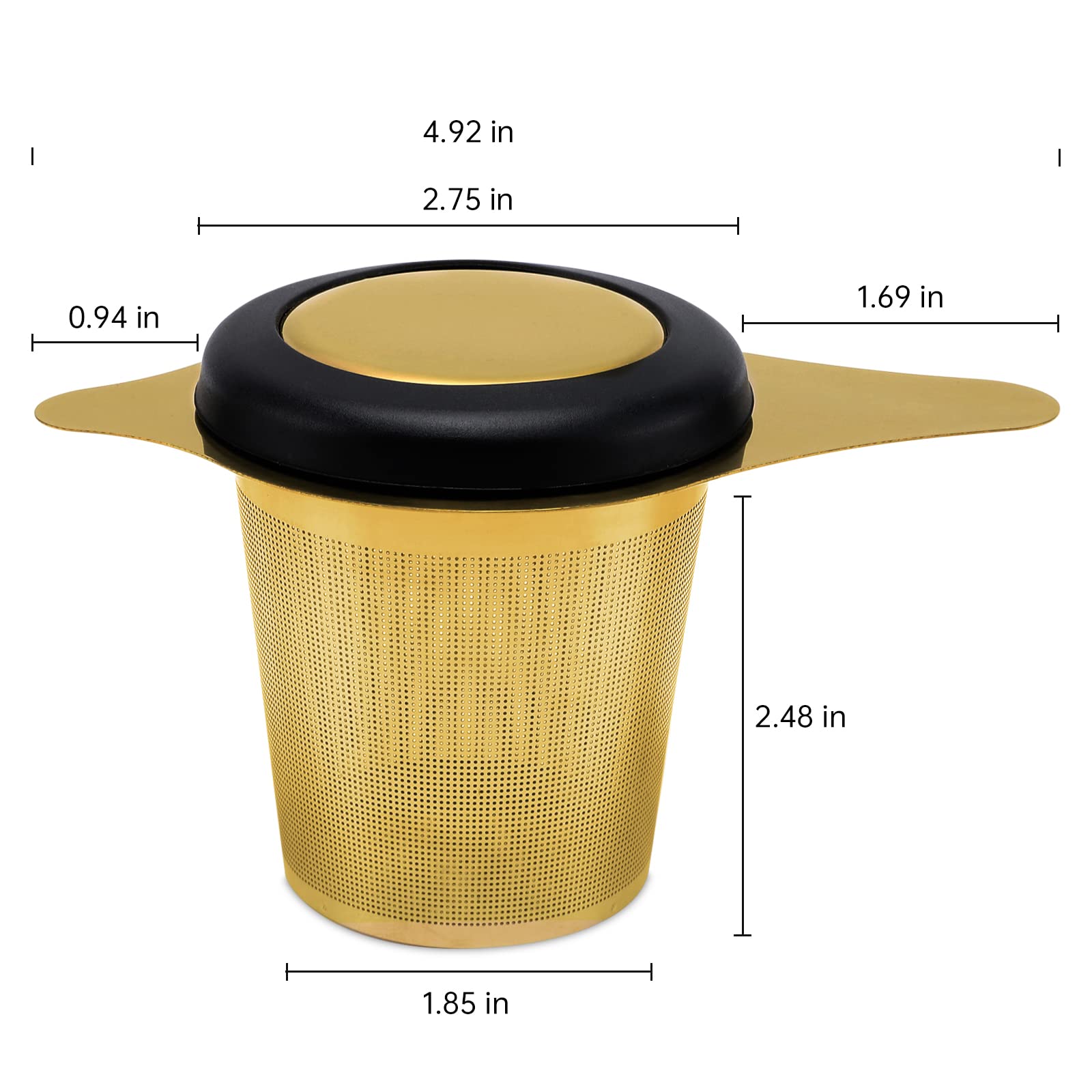 Tee-Ei aus Edelstahl, Teesieb, Teefilter mit kleinem Sieb und Deckel, Tee-Diffusor für losen Tee, überlegenes Brauerlebnis (Gold)