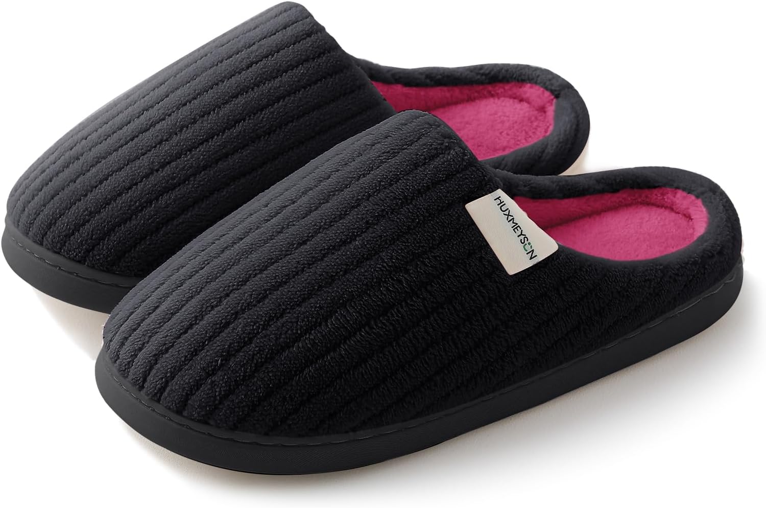 HUXMEYSON Slippers for Women, Warm Memory Foam Comfy House Slippers with Anti-Skid Rubber Sole for Indoor and Outdoor