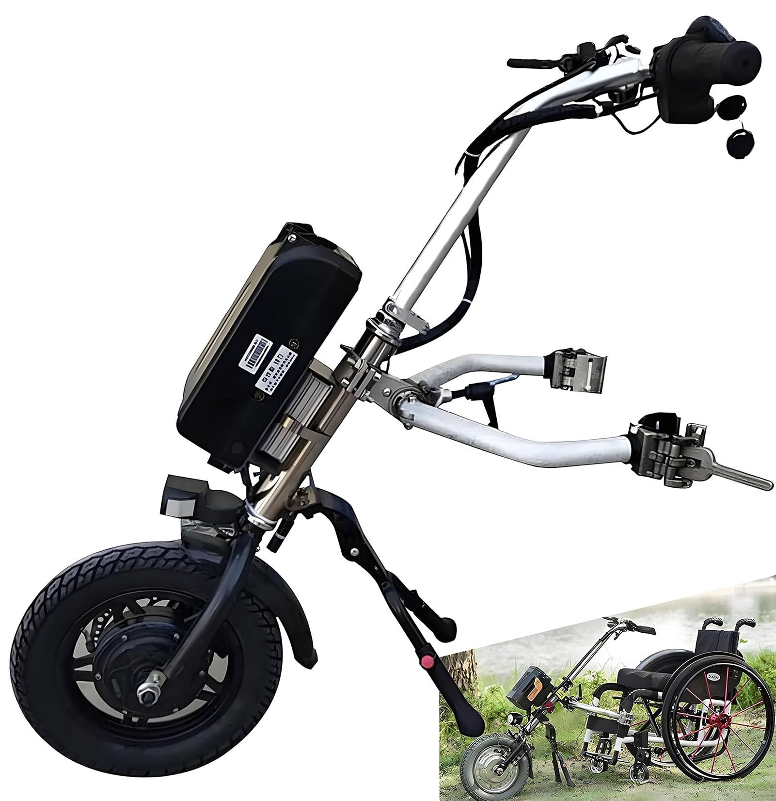 500w Silla Ruedas Eléctrica Accesorio para Silla Ruedas,Dispositivo De Tracción para Silla Ruedas,Autonomía hasta 65km,Ajuste 3 Velocidades Bicicleta Eléctrica para Discapacitados A