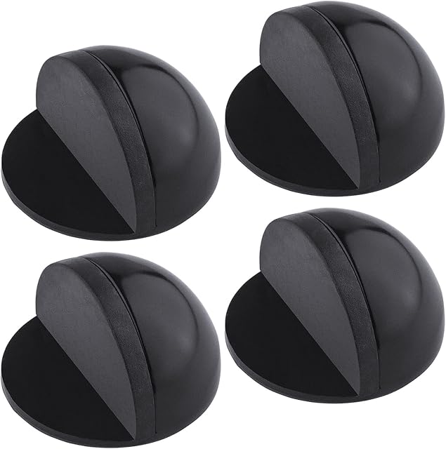 TYFYH 4 Pcs Floor Door Stoppers Stainless Steel Oval Adhesive Door Stop, No Need to Drill for Protect Walls and Doors