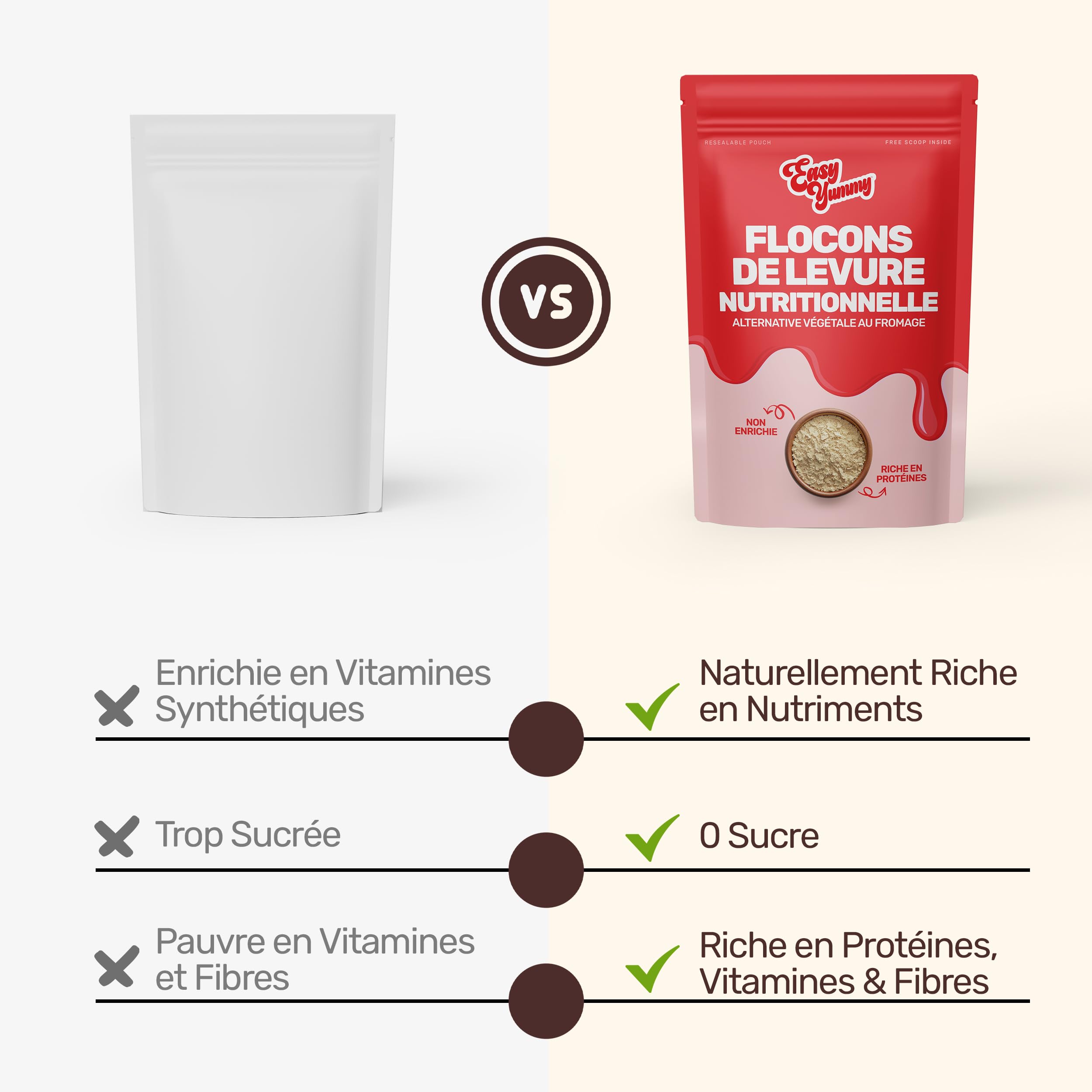 EASY YUMMY – Flocons Nooch (300 g), levure nutritionnelle non enrichie 100% végétalienne, sans additifs