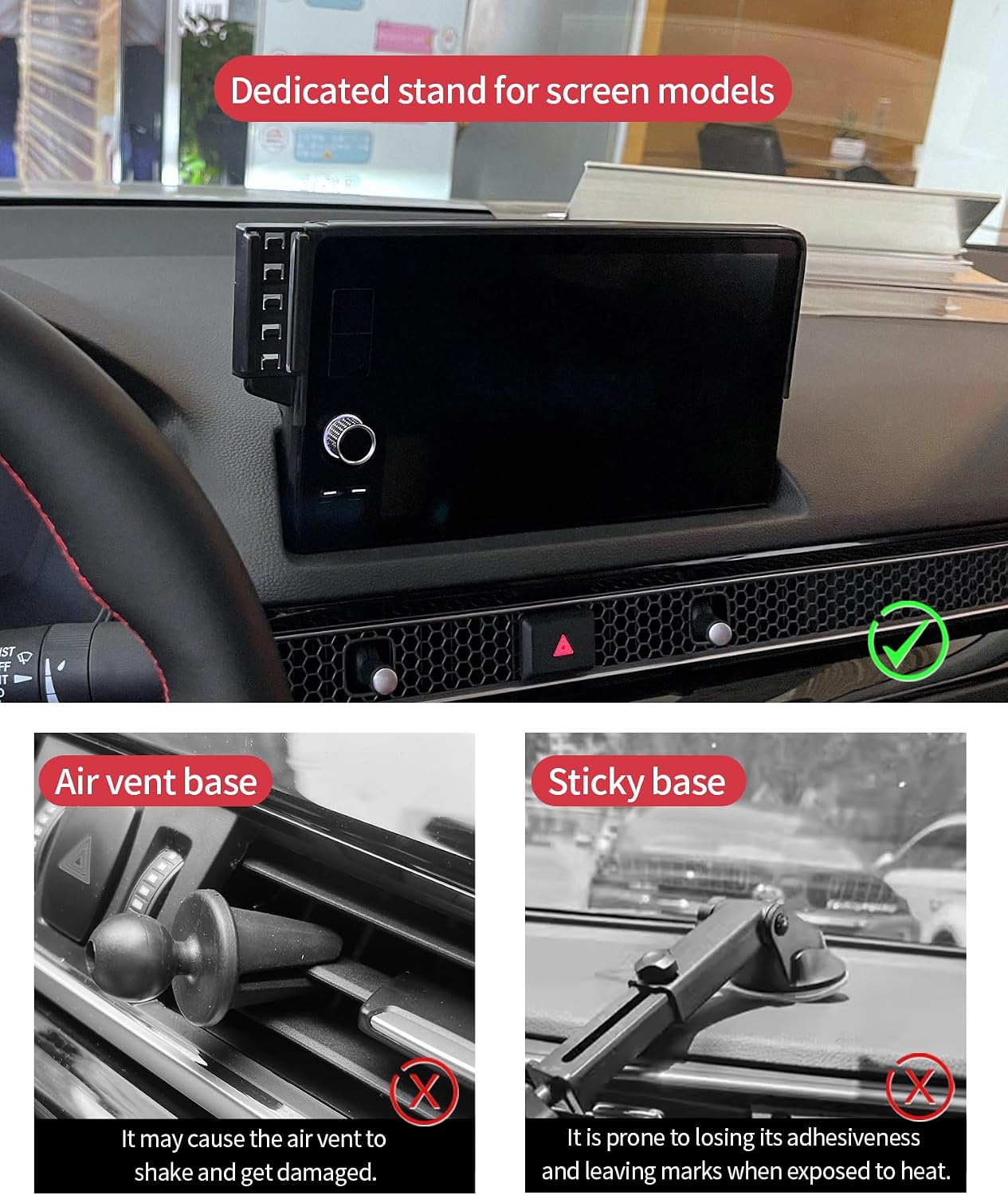 Wireless Charging Car Phone Holder for Honda Civic 2022-2025 / Civic Hybrid 2025 / Civic Type R 2023-2025, 7/9" Screen Fixed Clip, 360° Rotation Car Phone Mount Compatible with MagSafe