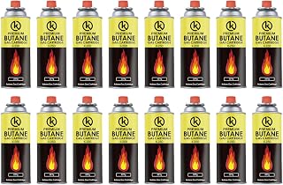 KROWN - Cartuchos de Gas Butano 227g K-250 – Pack para Camping, Hornillos Portátiles, Quemadores y Sopletes (16 Unidades)