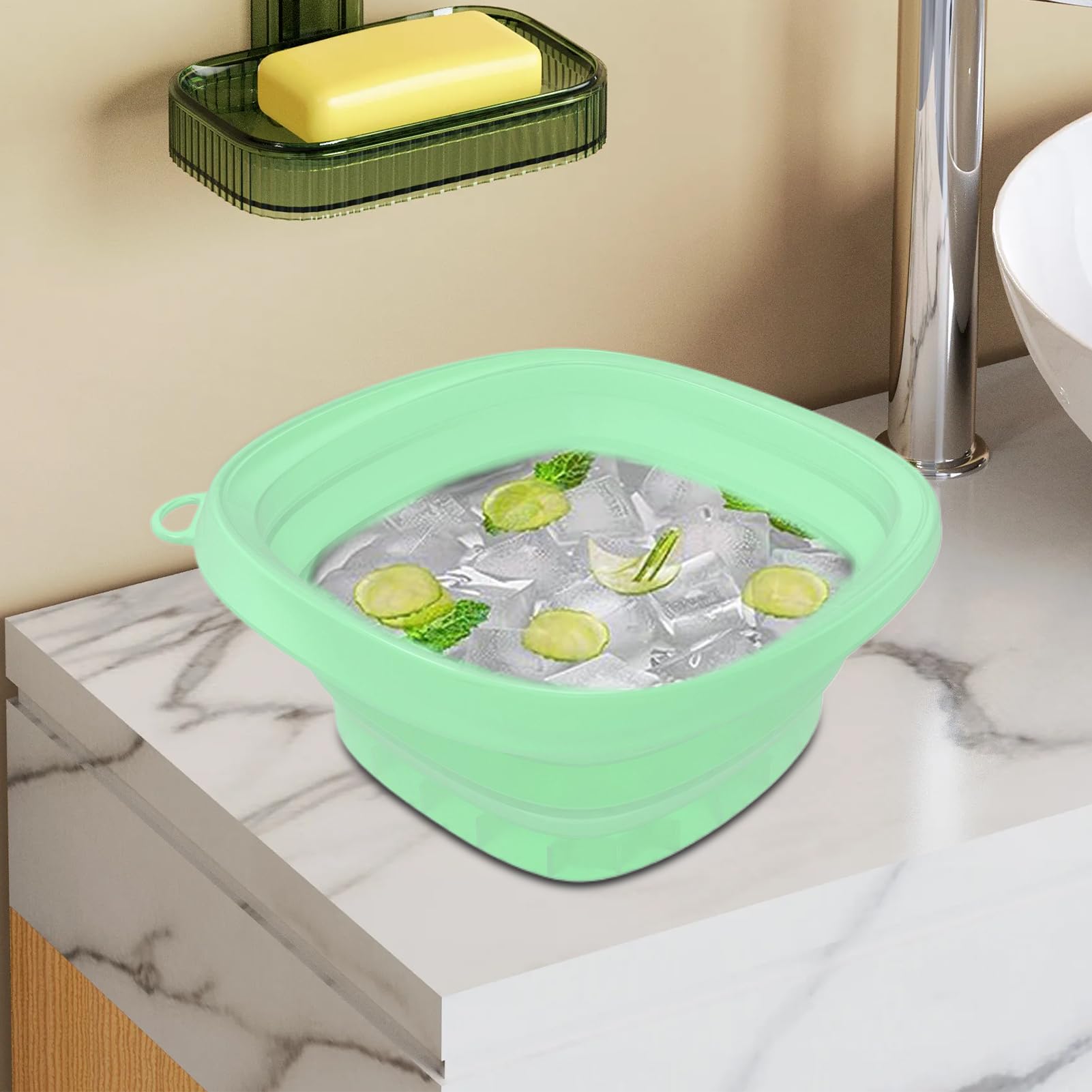 Genérico Bolsa De Baño De Hielo Facial, Recipiente Facial, De Silicona Con Bandeja Integrada Para Cubitos Plegable Para Cuidado De La Piel Spa Y Hogar