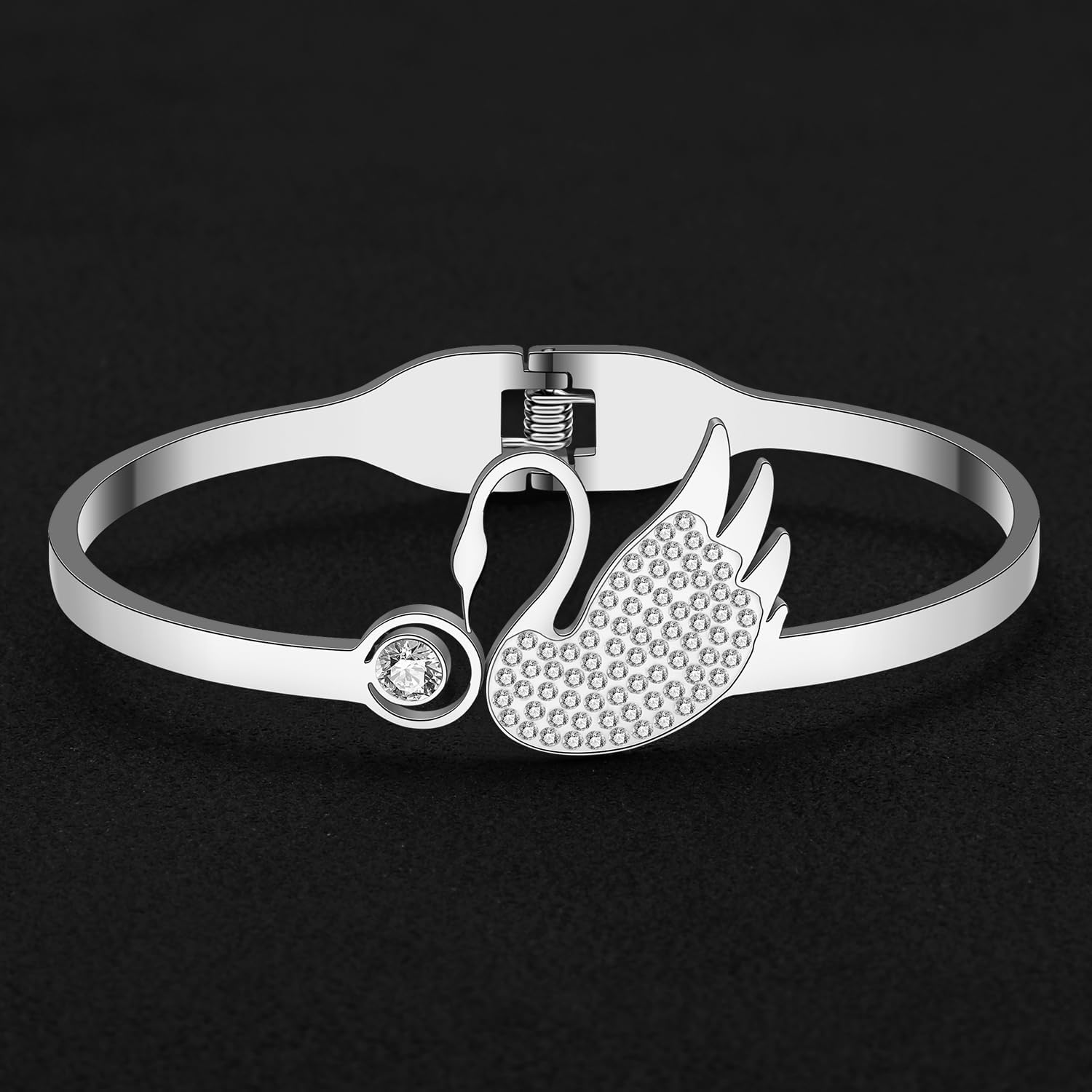 WEVENI Swan Jewelry Gifts for Women Cute Swan Bracelet Cuff Bangle 18k Gold Plated Stainless Steel Goose Swans Charms - Image 3