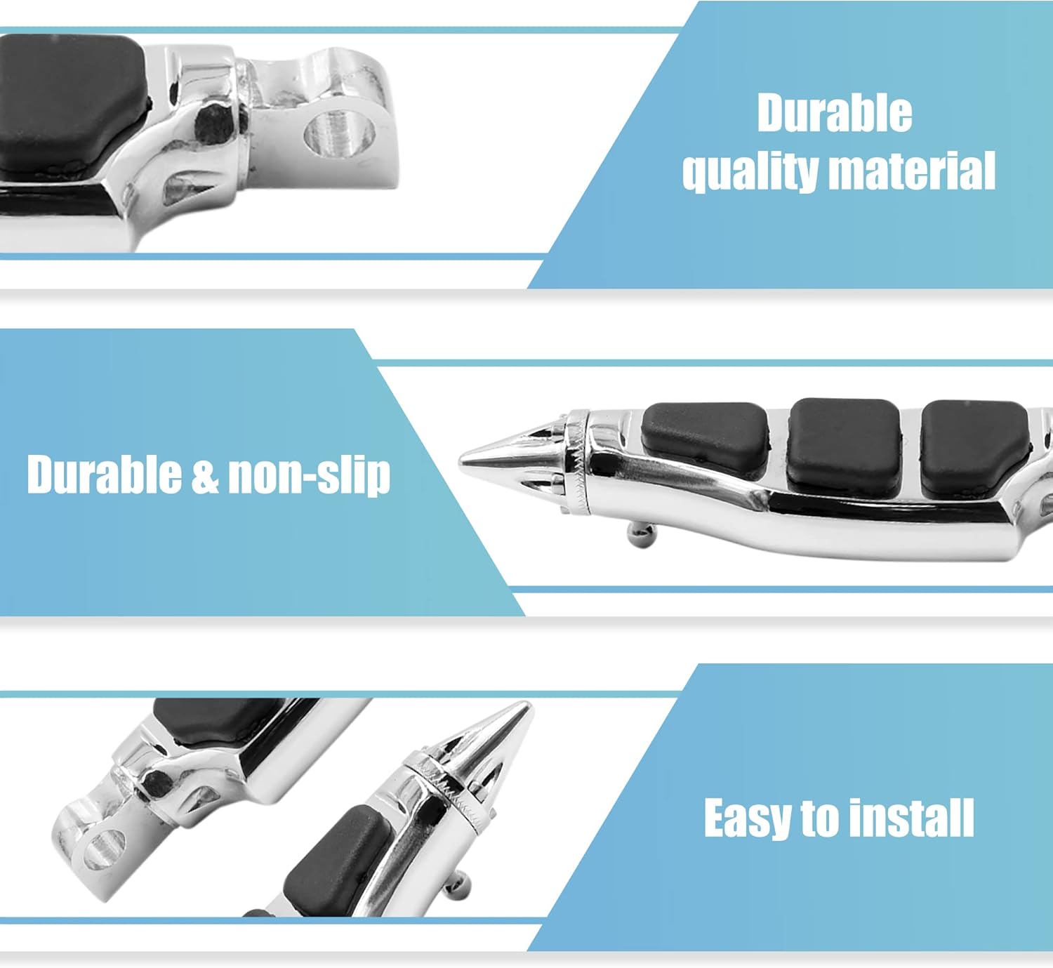 F FIERCE CYCLE 1 Pair 10mm Aluminum Aolly Motorcycle Rearsets Rear Set Footrest Footpeg Foot Rest Peg Bike Bicycle Cycling Black Silver Tone for Harley Davidson