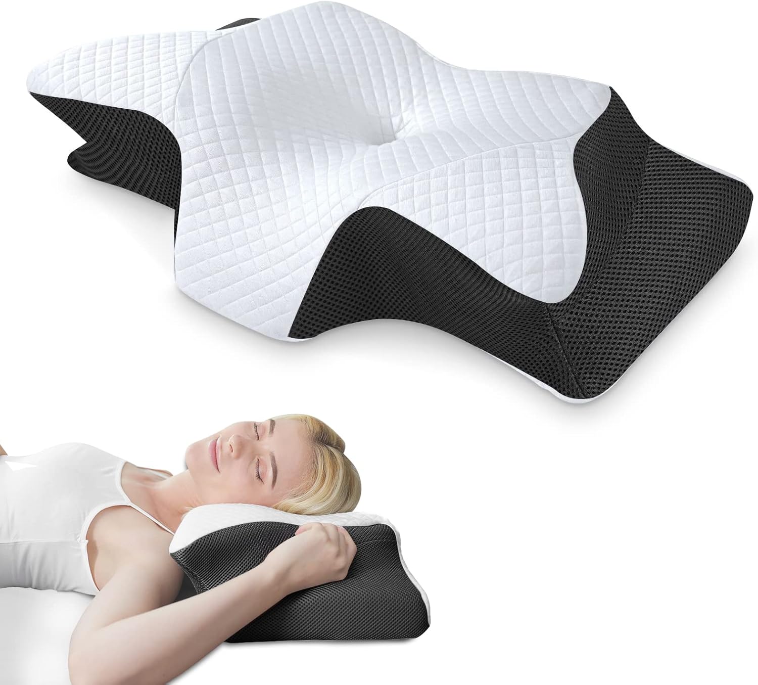 SAHEYER Cervical Memory Foam Pillow for Side Sleeper, Neck Support