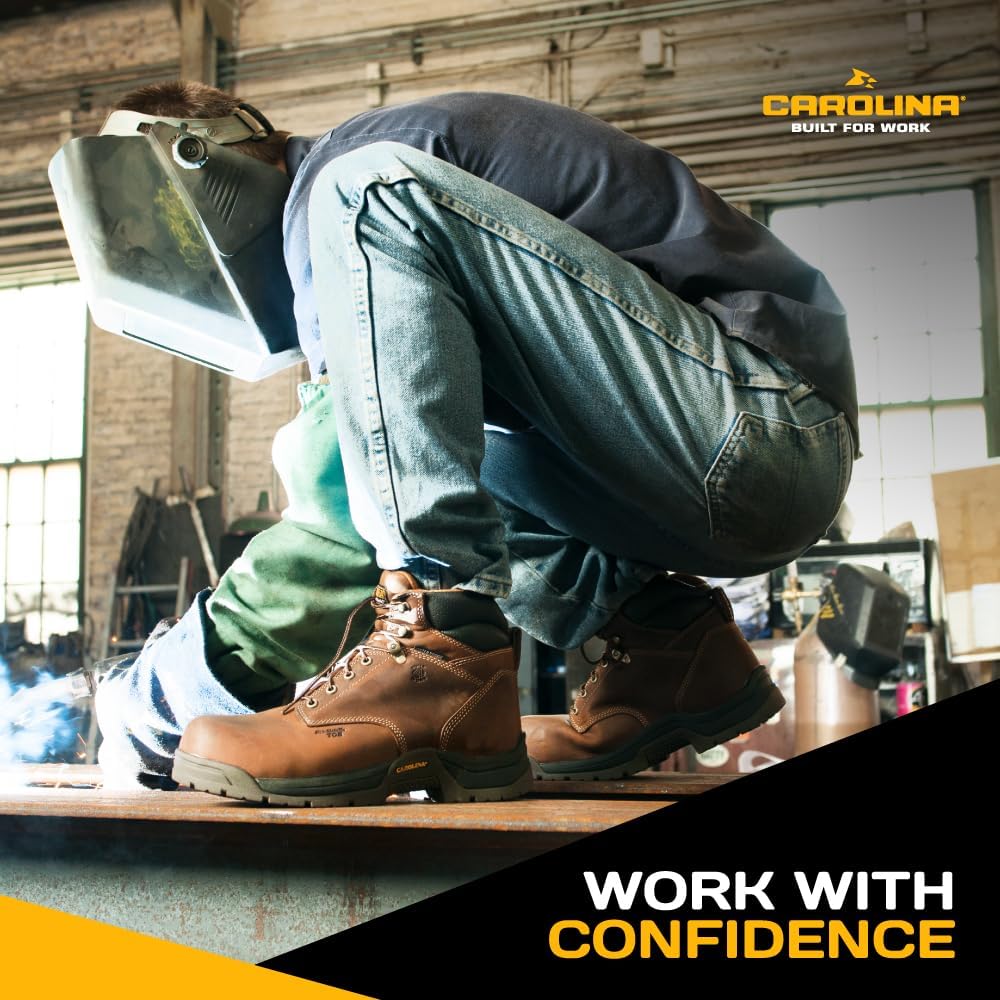 Carolina Linesman 10" Composite Toe Work Boots for Men - Non-Slip Tactical Footwear - Non-Metallic Shank - Memory Foam Pillow Cushion - Removable Polyurethane Footbed - Cement Construction - Image 4