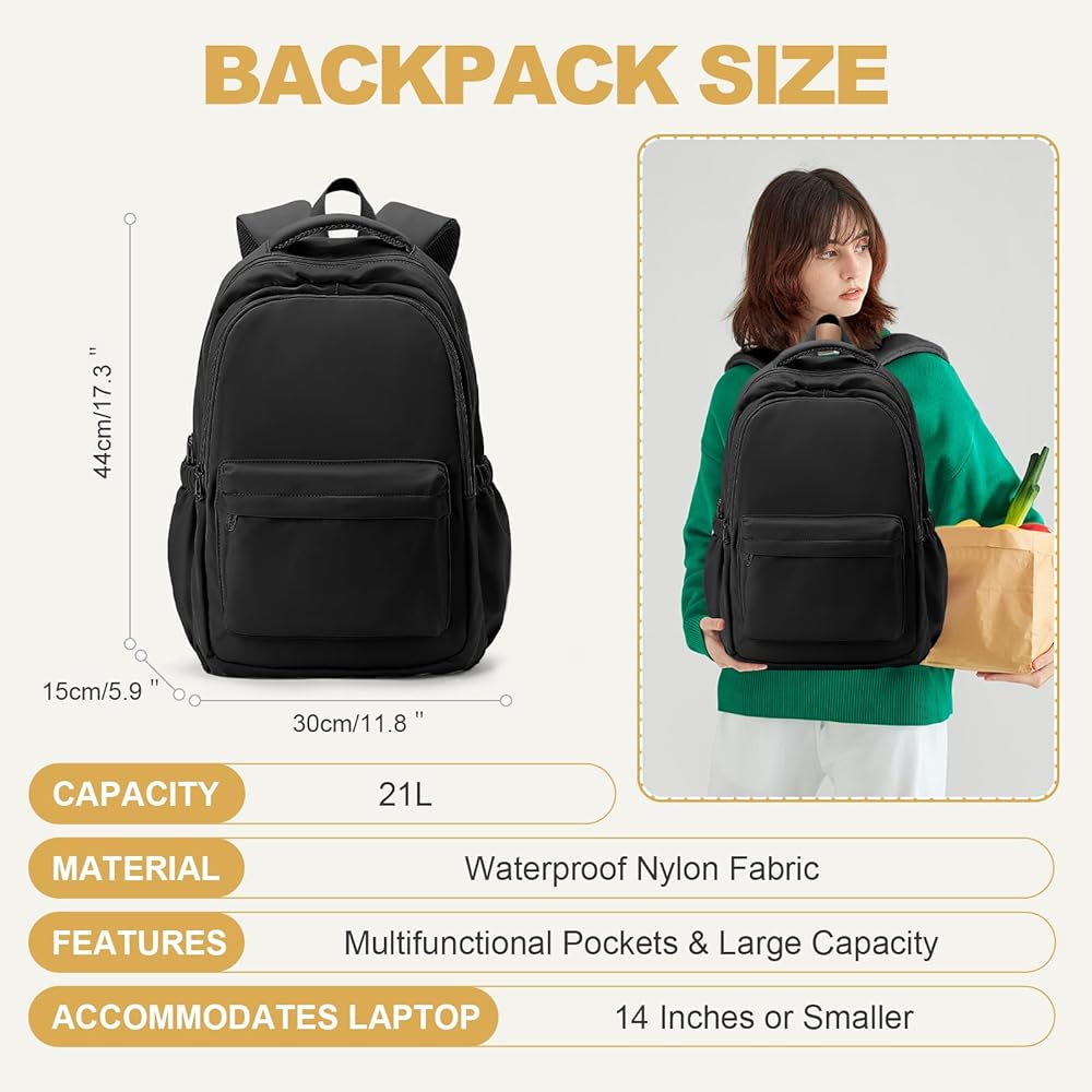 Lightweight Pink Backpack For Girls & Teens - Water Resistant School Bookbag, College Laptop Backpack For Travel & Work