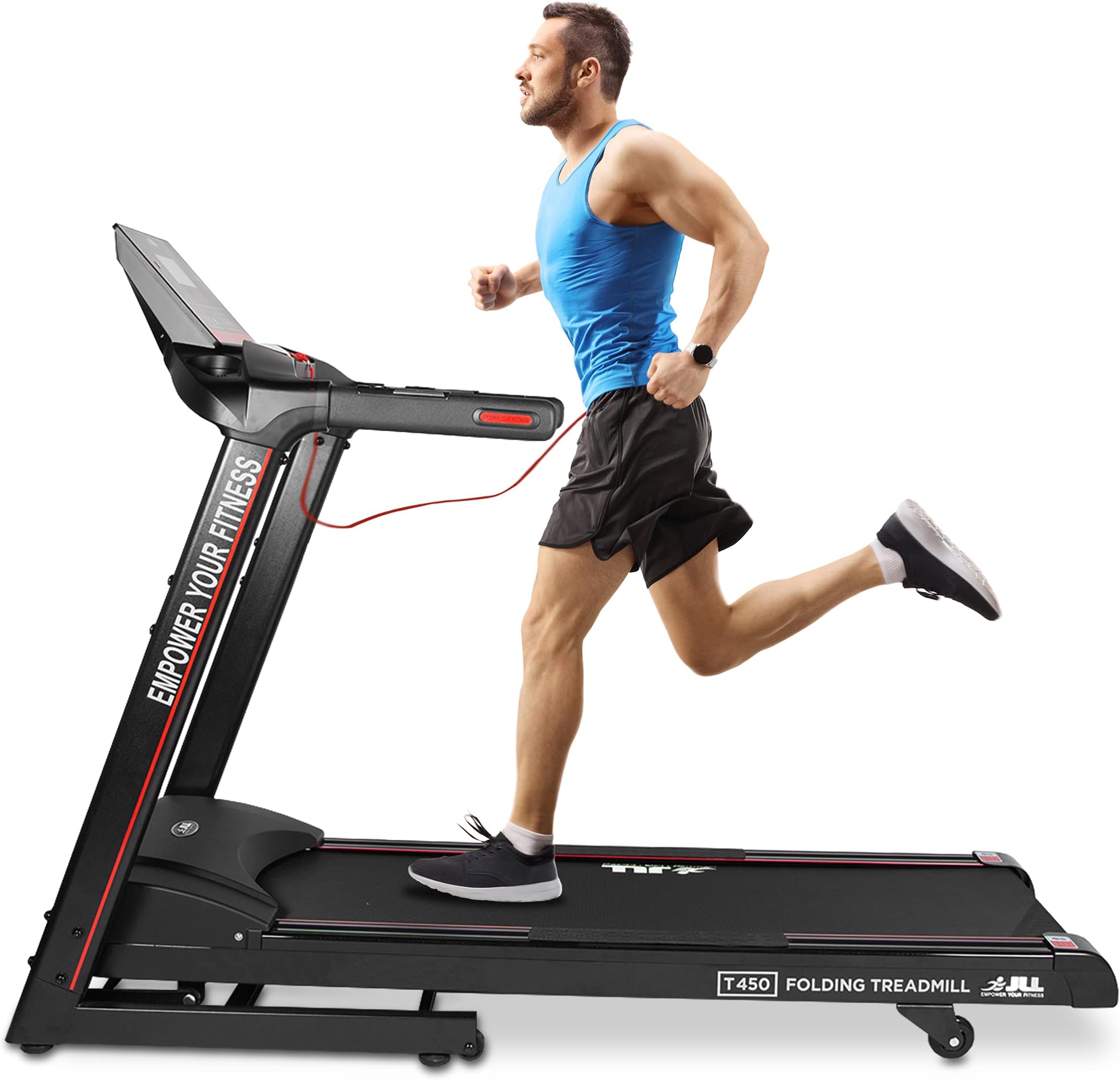 JLL T450 Folding Home Treadmill, 4.5HP Treadmill with Speaker, LCD Display, Speed 0.3-18 KPH Walking Machine for Home, Incline Portable Running Machine with Bluetooth | 20 Programmes
