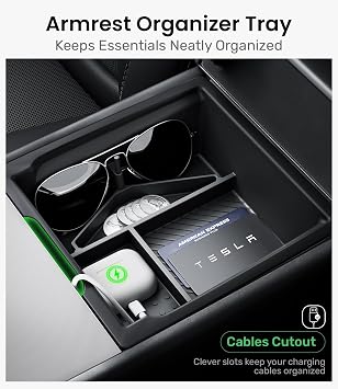 Zanch Tesla New Model Y Juniper & Model 3 Center Console Organizer [Noise-Free, Slide Smoothly] Double Layer Storage Space - Model 3 (2024~2026)/Model Y Juniper Accessories, 4PCS