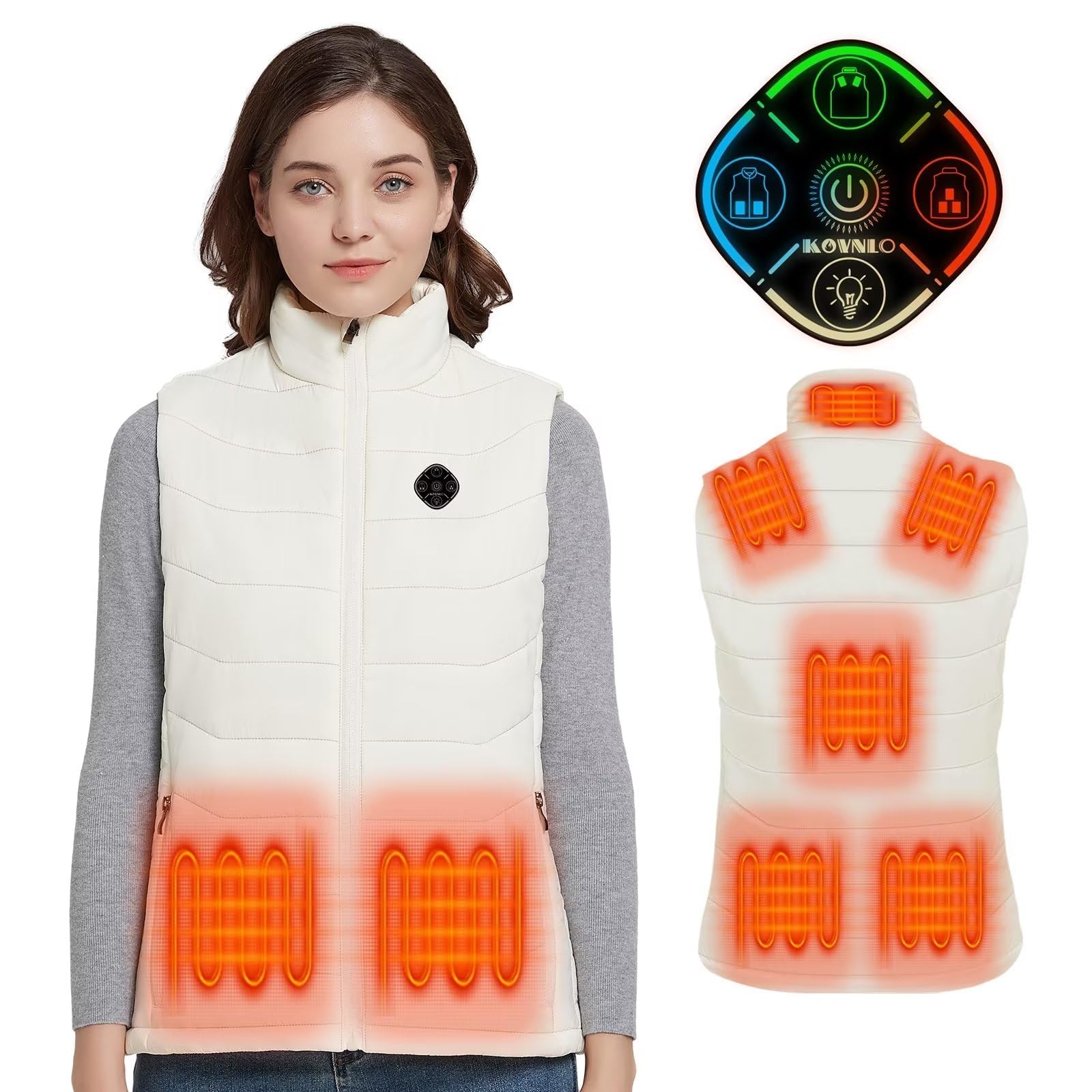 KOVNLO Heated Vest Women, (Battery Pack Not Included) Smart Controller With Lights-out, Electric Warming Heated Jackets