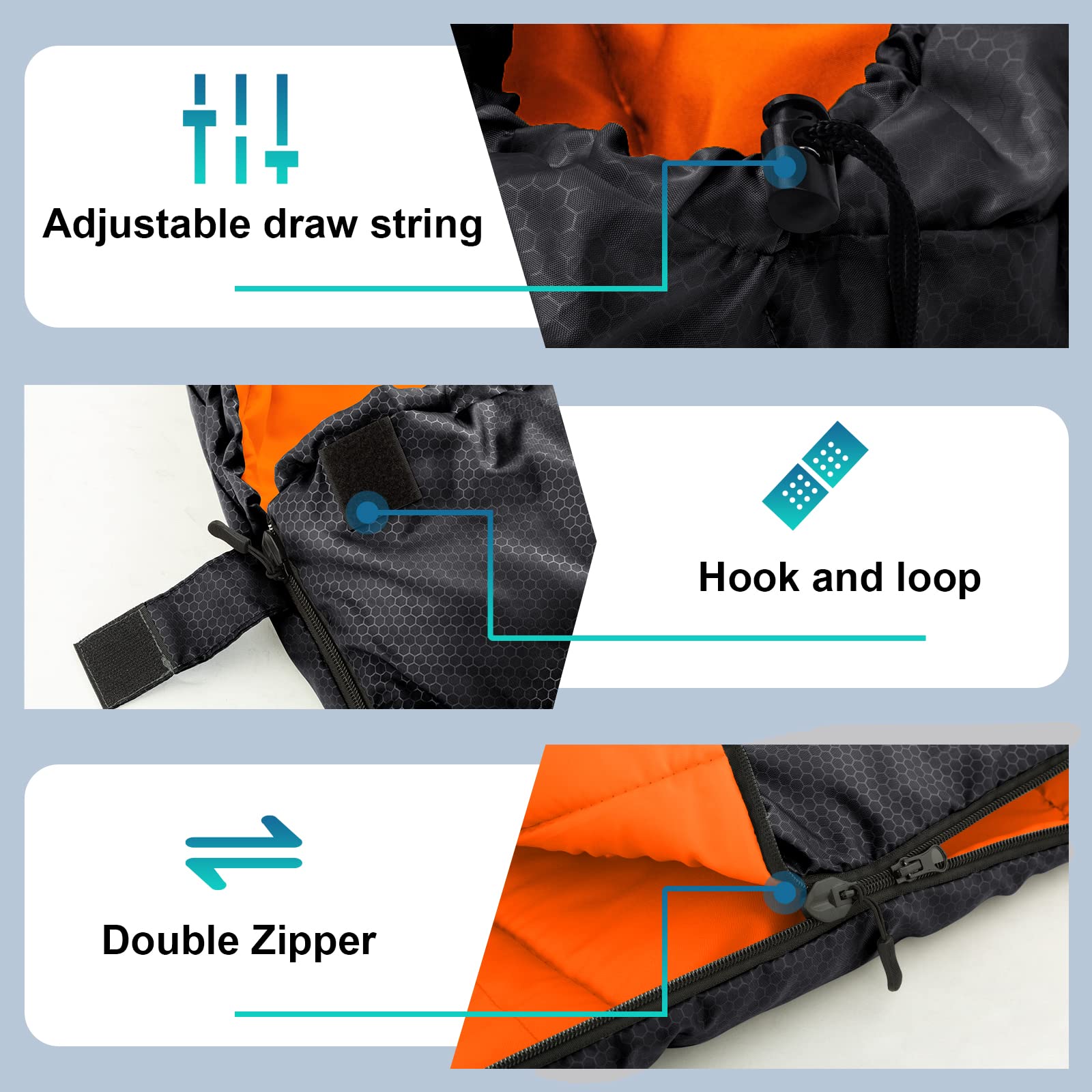 Forceatt Saco de Dormir-5°C/10°C Rectangular para Acampar, para 3-4 Estaciones, con Bolsa de compresión y Capucha para Viajes, Camping, Senderismo -5°C-15°C