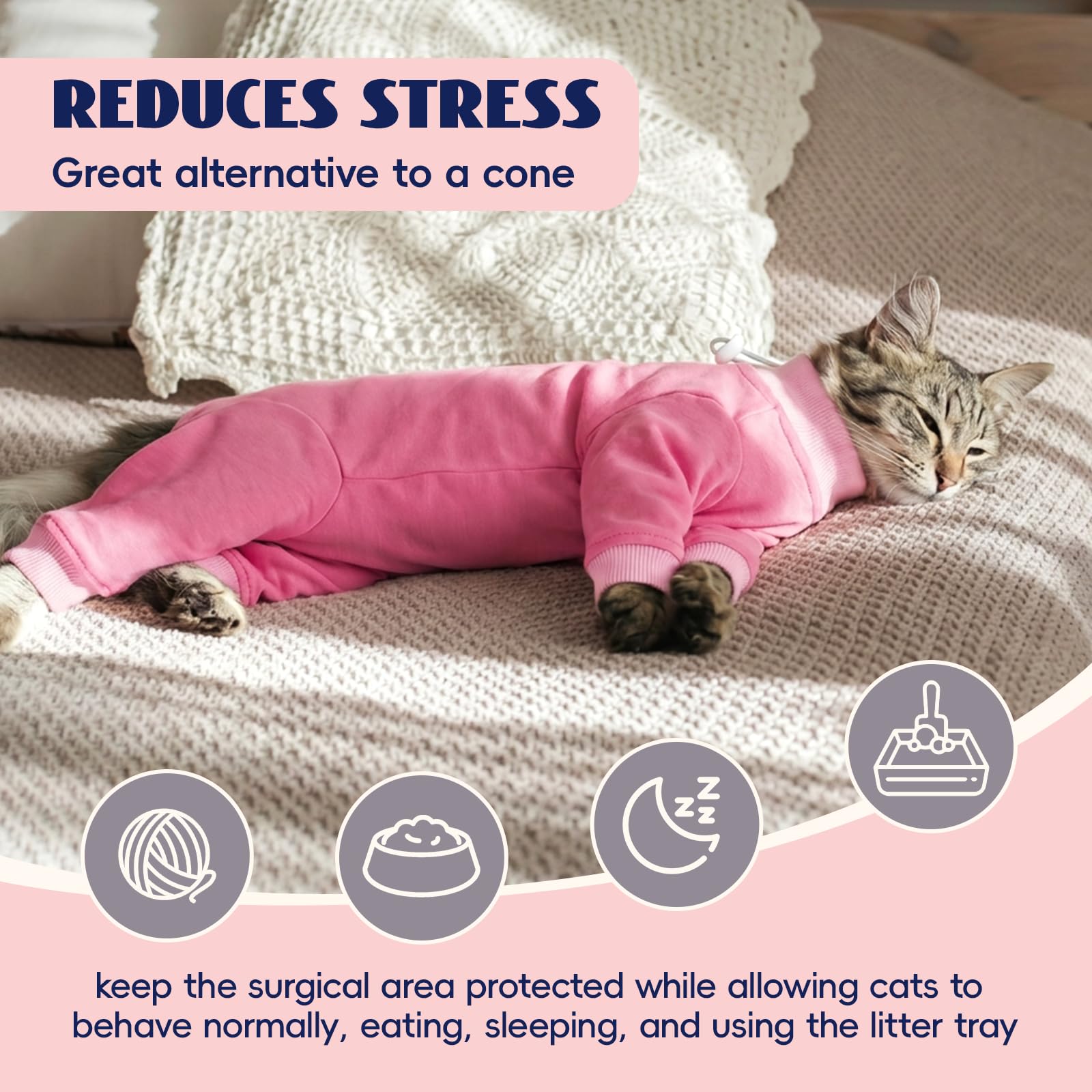Body Gata Esterilizacion, Transpirable Ropa De Recuperación Postoperatoria Traje Anti Lamida Para Gatos Camiseta De Recuperación Body Operacion Tras La Esterilización O Castración(Rosa, M)