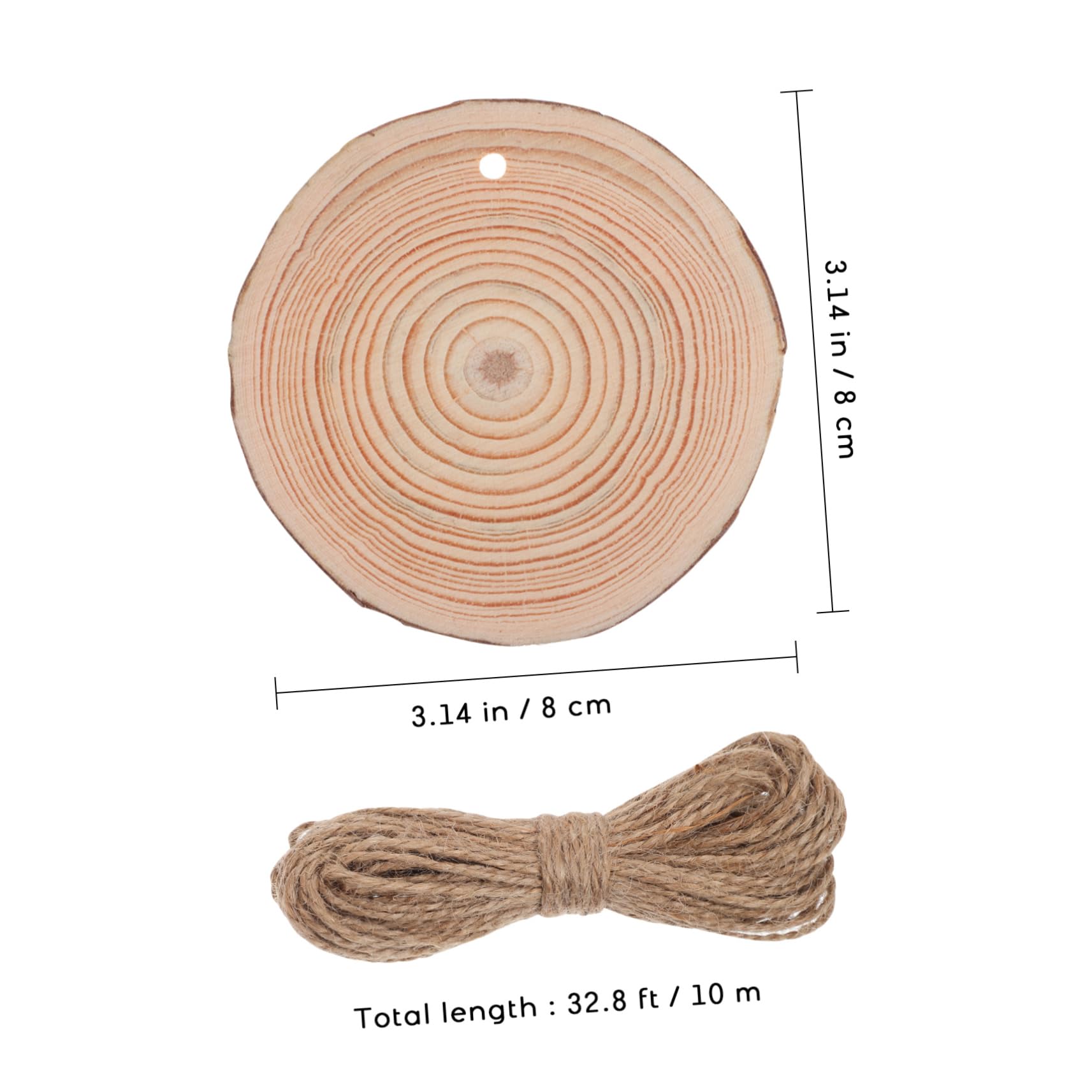 NUOBESTY 50stücke Unbehandelte Holzscheiben Für Diy Bastelprojekte Mit Jute-schnur Natürliche Holzornamente Für Hochzeiten Weihnachten Und Heimdekoration
