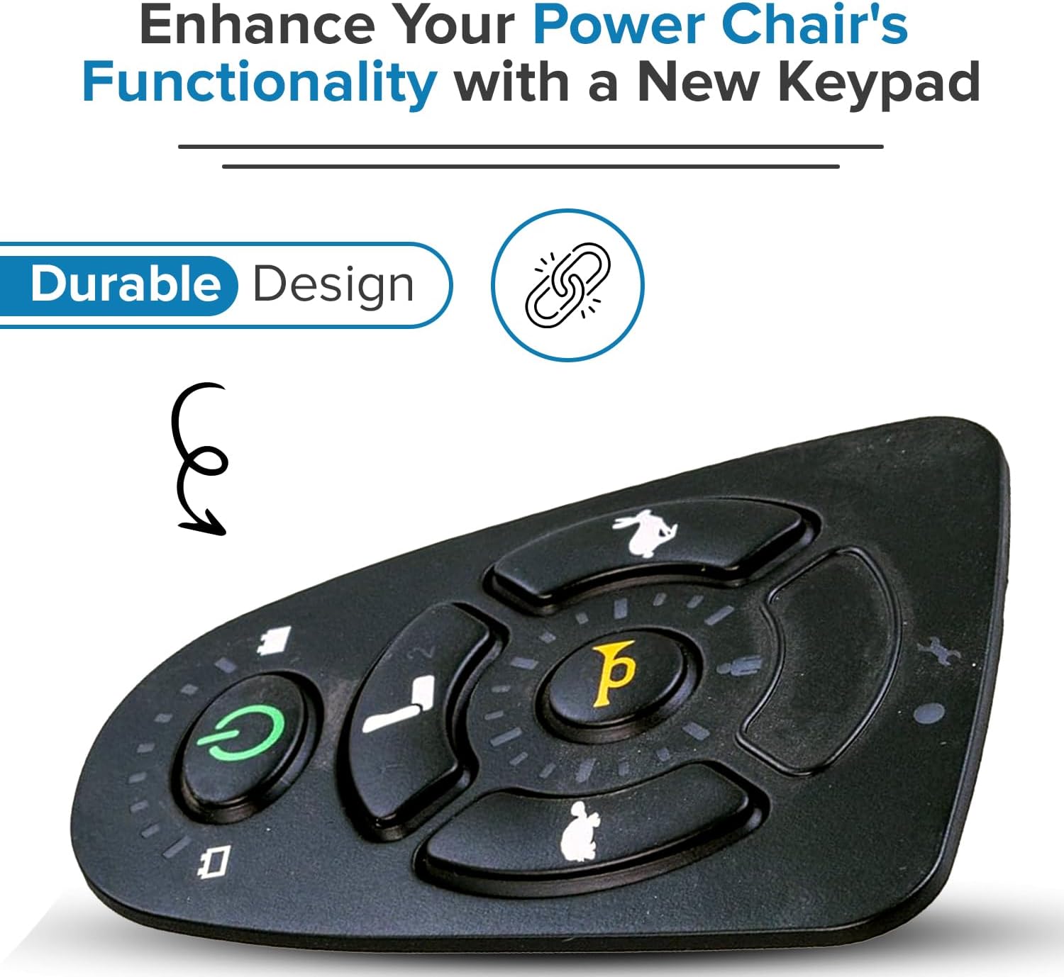 Keypad with Actuator Buttons for the 5-Key Dynamic Shark DK-REMD11 and MK5 SPJ+ Joysticks - Power Chair Joystick Remote Controller Rubber Pad (82675/1165093 / PLSINDV1265 / MBC-GLA80842)
