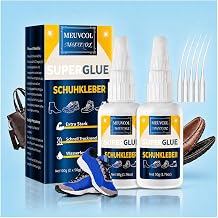 Shoe Glue Extra Strong 100 g, Waterproof, Quick & Clear Shoe Sole Adhesive | For soles, trainers, boots, rear, tennis shoes, insole, rubber, leather, canvas and vinyl - 6 precision tips