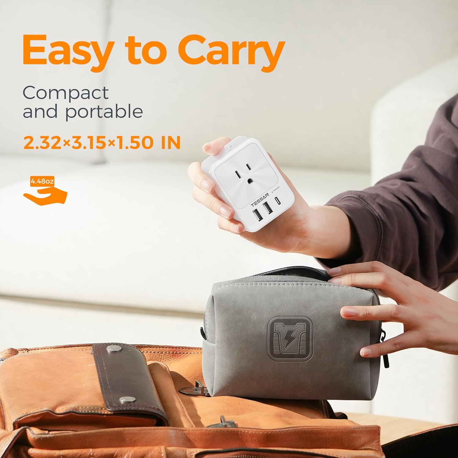 TESSAN Surge Protector Wall Outlet Extender, Multi Plug Outlet Splitter with 3 USB Charging Blocks(1 USB C), Multi Plug Wall Charger for Home, Office, School, College Dorm Essentials, White