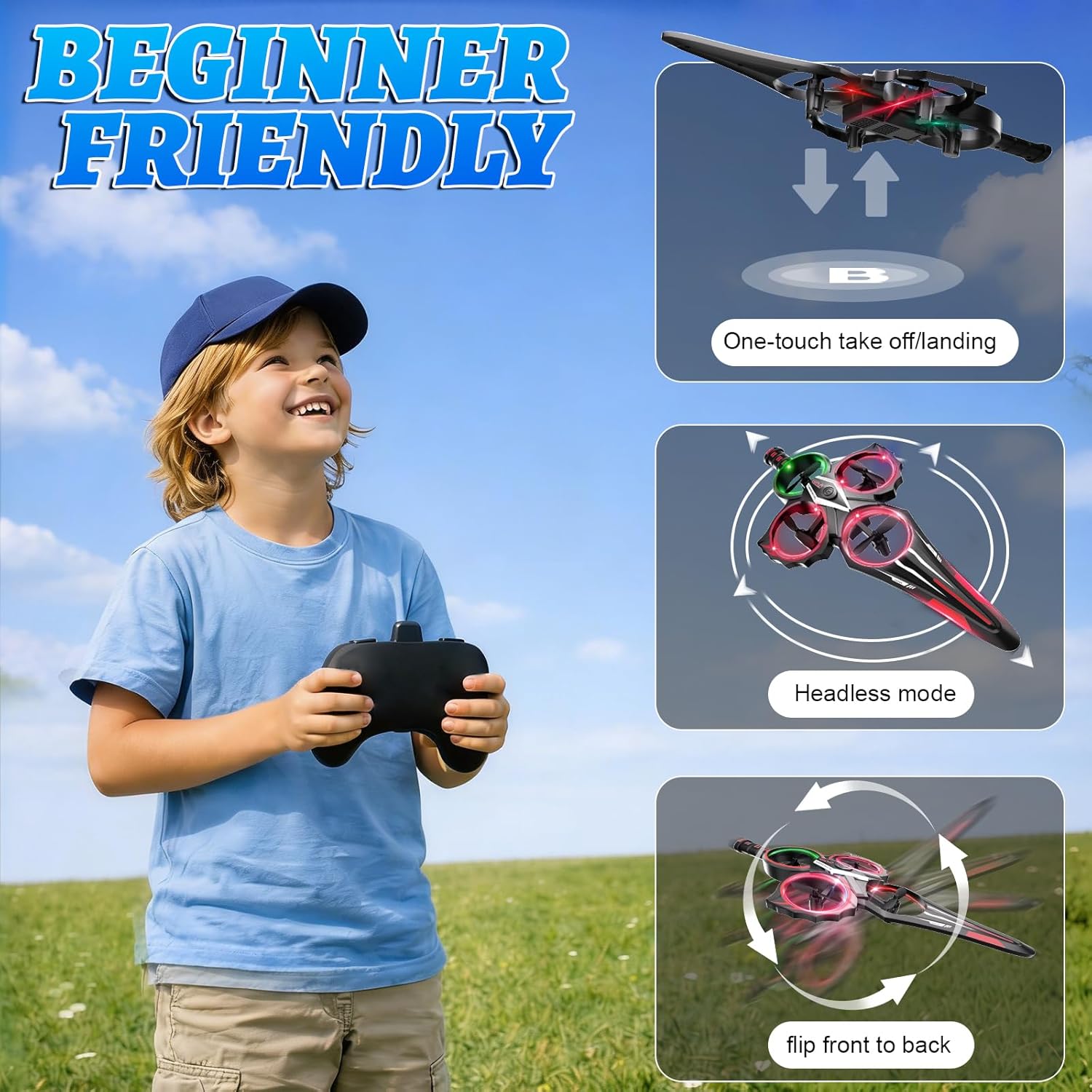 Gesture Control Flying Sword RC Airplane for Kids Ages 8-12, Remote Control Flying Toy with LED Lights, 360 Flip, Gravity Sensing, 3 Speeds, Easy Takeoff Landing, Gift for Boys Girls, Red