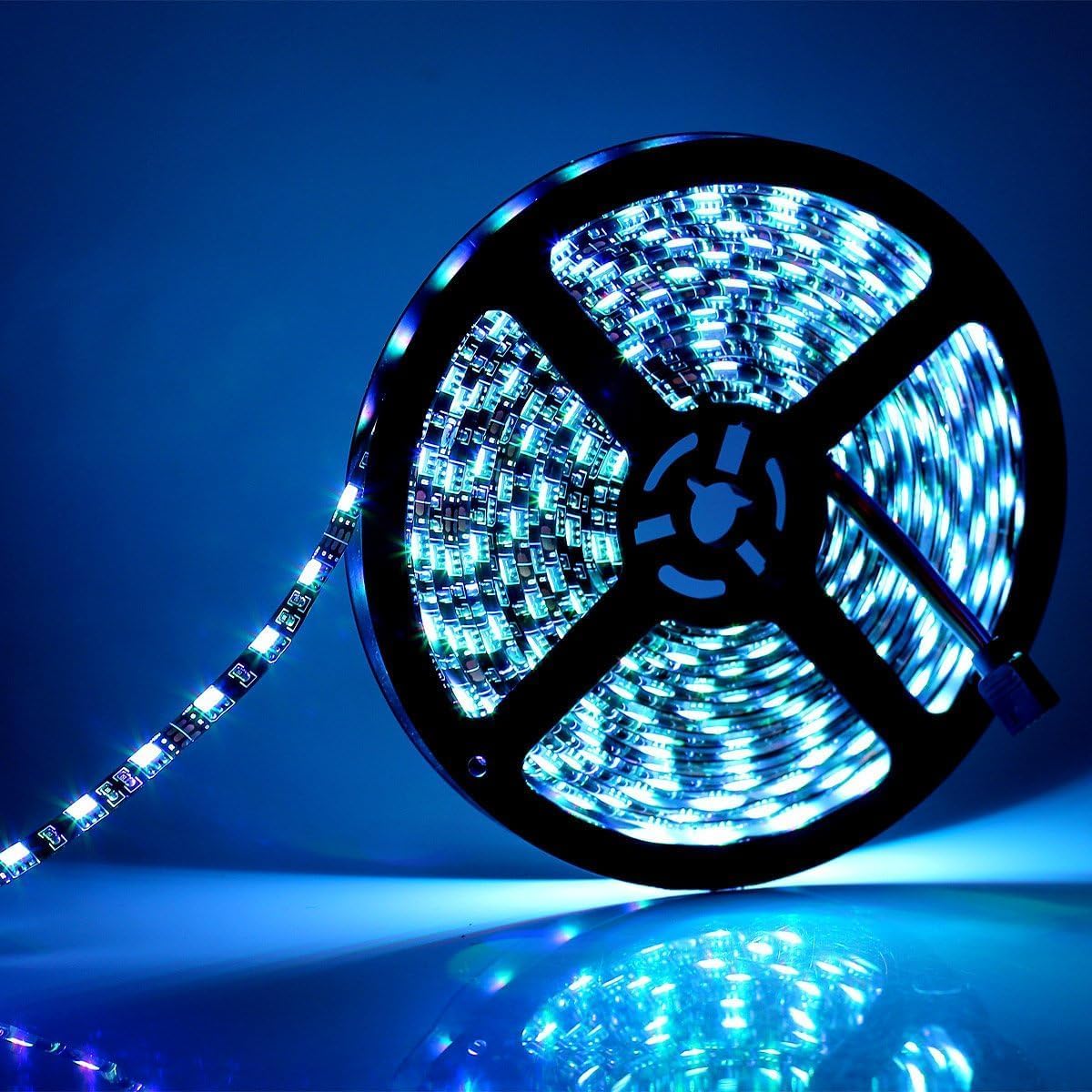 SUPERNIGHT LED Strip Lights, 16.4FT 5M SMD 5050 Waterproof 300LEDs RGB Color Changing Flexible LED Light Strip for Bedroom, TV Back Lighting, Christmas, Valentine's Day (Black PCB) 2 Pcs