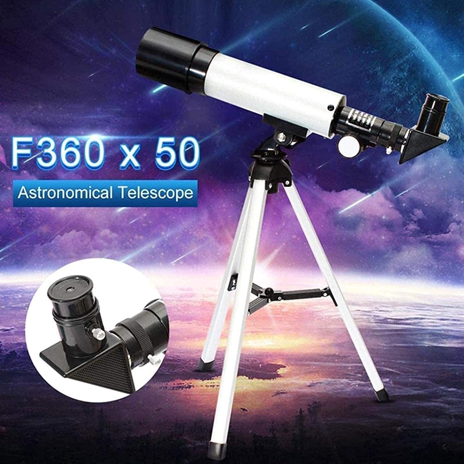 Teleskop astronomiczny, apertura 50 mm, monokularowy teleskop kosmiczny 360 mm, do obserwacji nieba/gwiazd/księżyca/ptaków, ze statywem