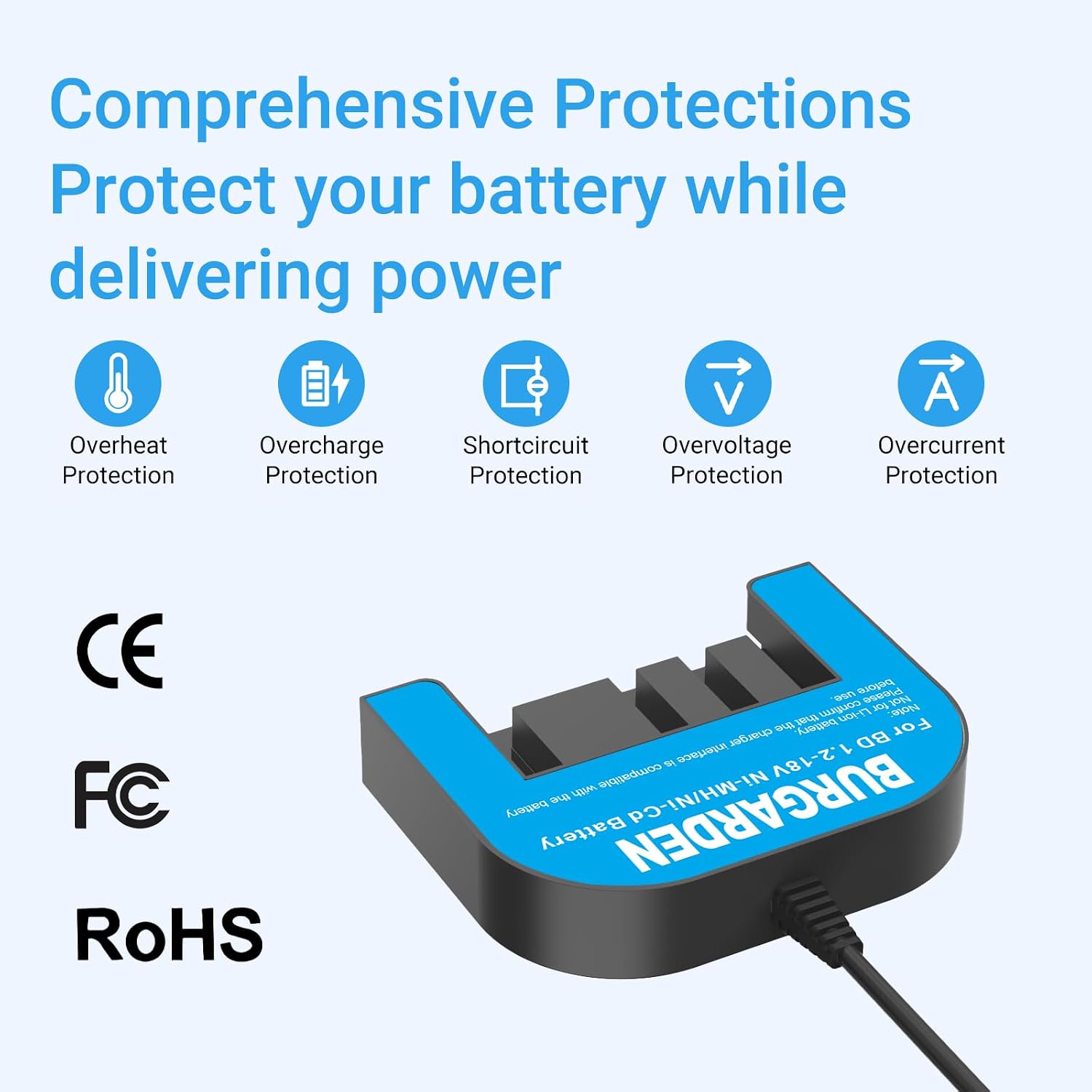 7.2V-18V Charger Compatible with Black & Decker 9.6V-18V NiCD NiMH Battery image 4