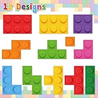 Vista 2 de 1000 calcomanías de bloque para niños, 2 rollos de papel de ladrillos surtidos autoadhesivas, calcomanías autoadhesivas para despegar y pegar