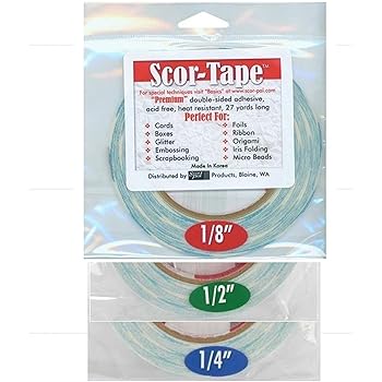 Scor-Tape Bundle 1 each of 1/8', 1/4', 1/2', by 27 Yards (201, 202, 203) Double Sided Adhesive
