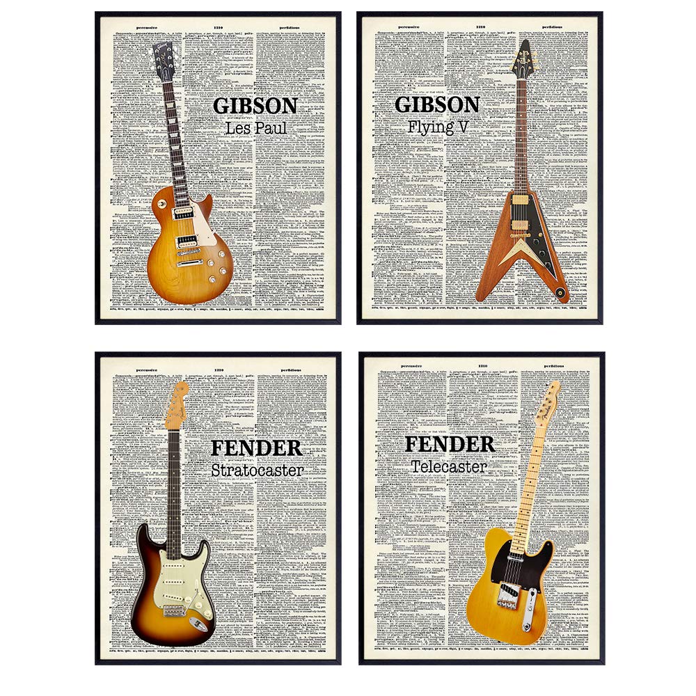 Buy Iconic Guitars Wall Art Set Vintage Guitars Gift for Musician
