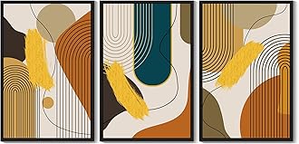 PHOPAGO 24x36in Large Boho Abstract Framed Wall Art Modern Minimalist Luxury Gold Line Artwork Kitchen Dining Room Decor Black Framed