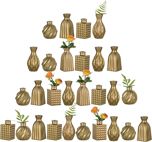 Miniatura 9 de Glasseam Jarrones de cristal para centros de mesa: pequeño jarrón de flores, juego de 4 mini jarrones vintage para flores, jarrón de centro de mesa