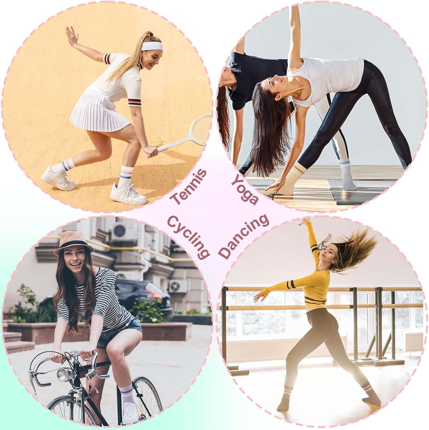 Jspupifip 8 Pair Striped Athletic Crew Socks,Moisture-Wicking Running Socks for Men&Women,Breathable Casual Gym Socks - Image 7