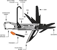 Vista 9 de Gerber Gear Stake Out 11-in-1 Multi-tool, 2.2" Plain Edge Blade, Tent Stake Puller, Carabiner Carry, EDC Gear and Equipment, Silver