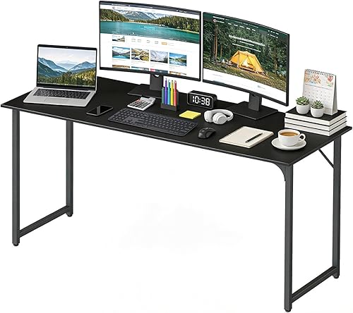 Miniatura 11 de BestOffice Escritorio para computadora, escritorio de oficina en casa, estilo moderno y simple para oficina en casa, estudio y escritura (negro, 39