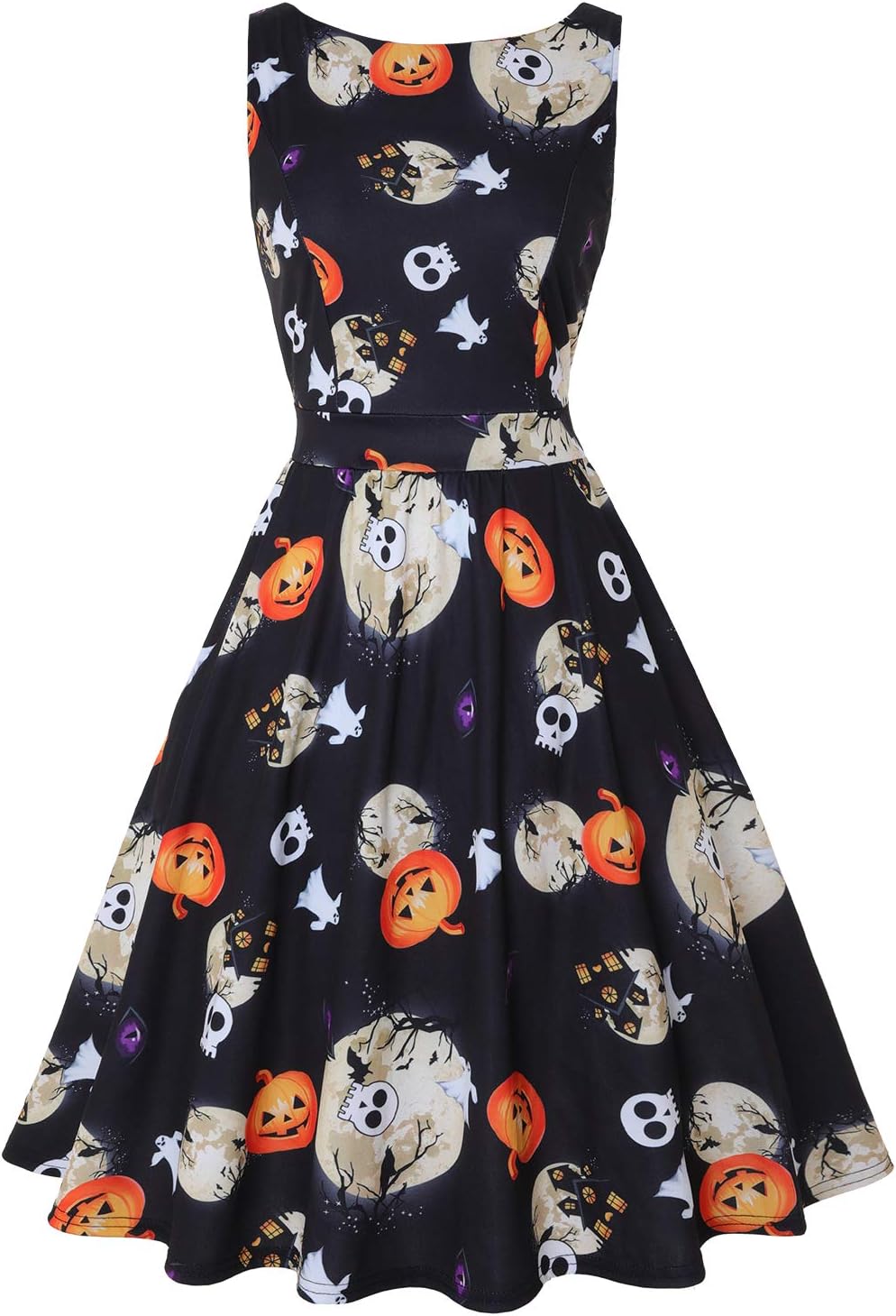 Owin Women's Floral 1950s Vintage Swing Cocktail Party Dress with Butterfly Pattern