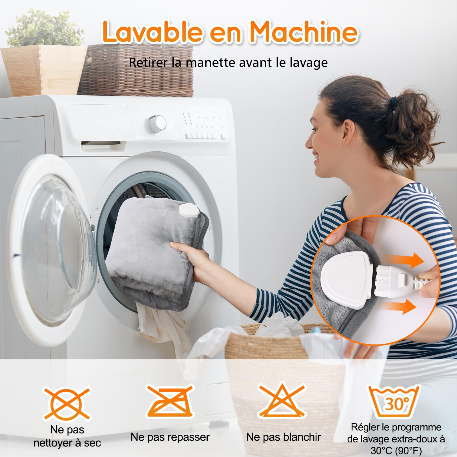 Coussin Chauffant Dos Electrique Epaule Taille et Nuque 61×94CM Gris | Fonction D'ArrêT Automatique, 6 Modes de Chauffage, 4 RéGlages de Minuterie, Chauffage Rapide, Flanelle, Lavable Machine