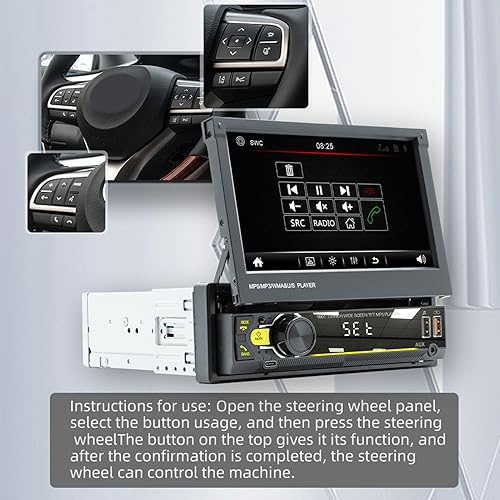 Miniatura 3 de Reproductor MP5 del coche HD de 7 pulgadas, pantalla retráctil, 5.1, enlace de espejo, llamadas de manos, cámara de respaldo 12LED