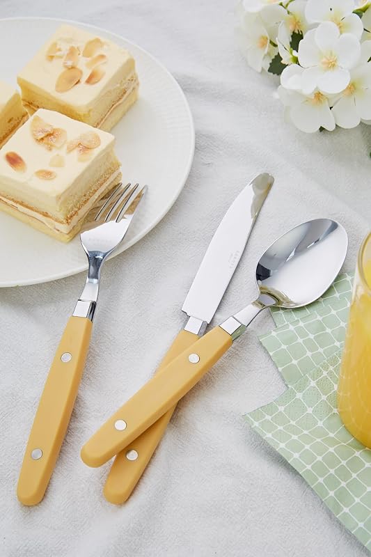 ANNOVA Retro Rozsdamentes Evőeszköz Készlet 20 Részes Kés Villa Kanál Sárga