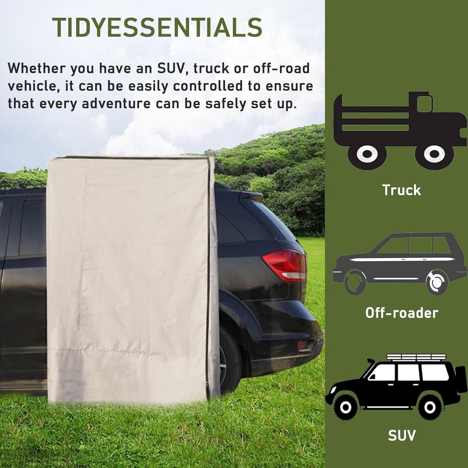 Shower Tent Awning for Car Side, Vehicle Awning Shower Room for SUV Truck, Privacy Shelter Bathroom Outdoor Changing Room, Portable Toilet Tents (100x100x200cm)