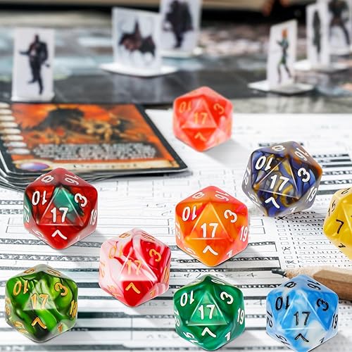 Miniatura 8 de Skylety Juego de 200 dados poliédricos con 1 bolsa negra, 20 dados de colores a granel multicolor para juegos de mesa, reunión, juegos de rol,