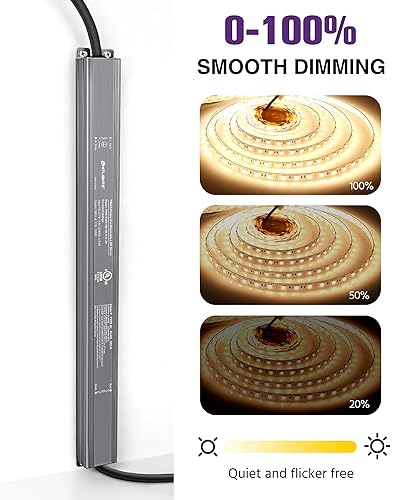 Miniatura 9 de HitLights Transformador de controlador LED regulable de 150 W, fuente de alimentación de 100  277 V CA a 24 V CC, 6.2 A, compatible con atenuadores