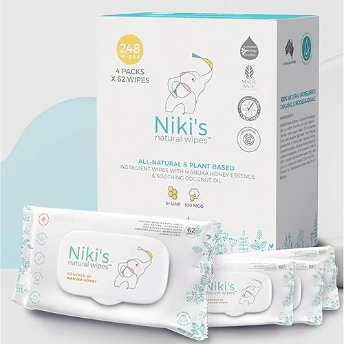 Miniatura 7 de Nikis - Toallitas naturales para bebés toallitas orgánicas sensibles para bebés hechas con miel de manuka y aceite de coco sin perfume verificado