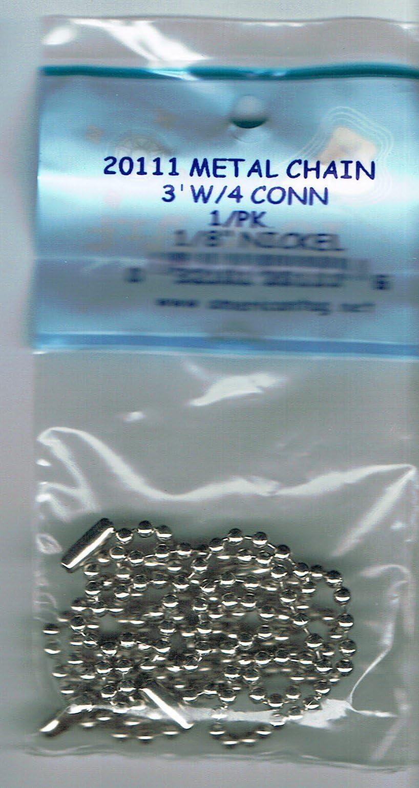 Americn Tag Lost Art Treasures - 1/8" Nickel Metal Beaded Chain 3' with 4 connectors
