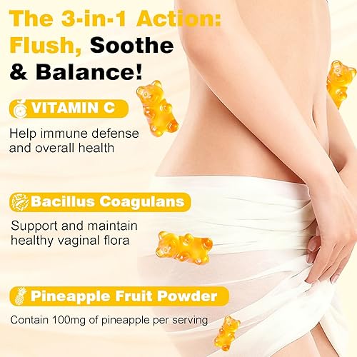 Miniatura 5 de Gomitas de equilibrio femenino para mujer, gomitas de piña con pH salud, probióticos vaginales de primera calidad, apoyo inmunológico, veganas, sin