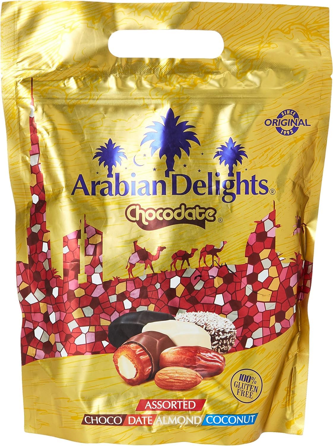 Chocodate Arabian Delights Chocodate with Almond - 600 gm, Assorted Pack, Coconut Chocolate Coated