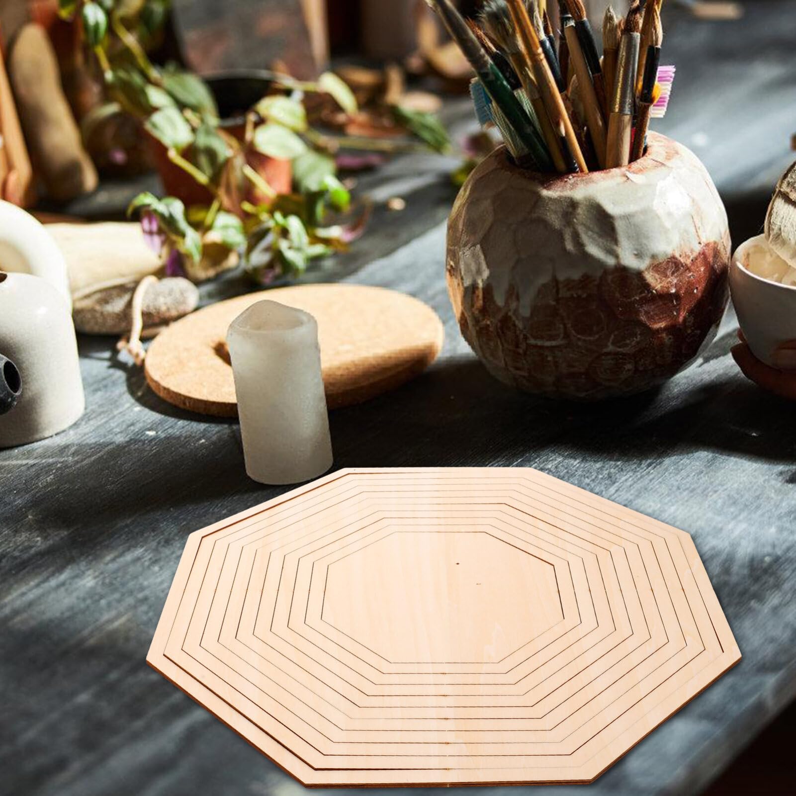 SHINEOFI 1set Utensili per Ceramica Ottagonali Legno Molds Geometrici per Fai da Te Guide di Taglio per Creazioni Strumenti per Modellazione Ceramica Unici