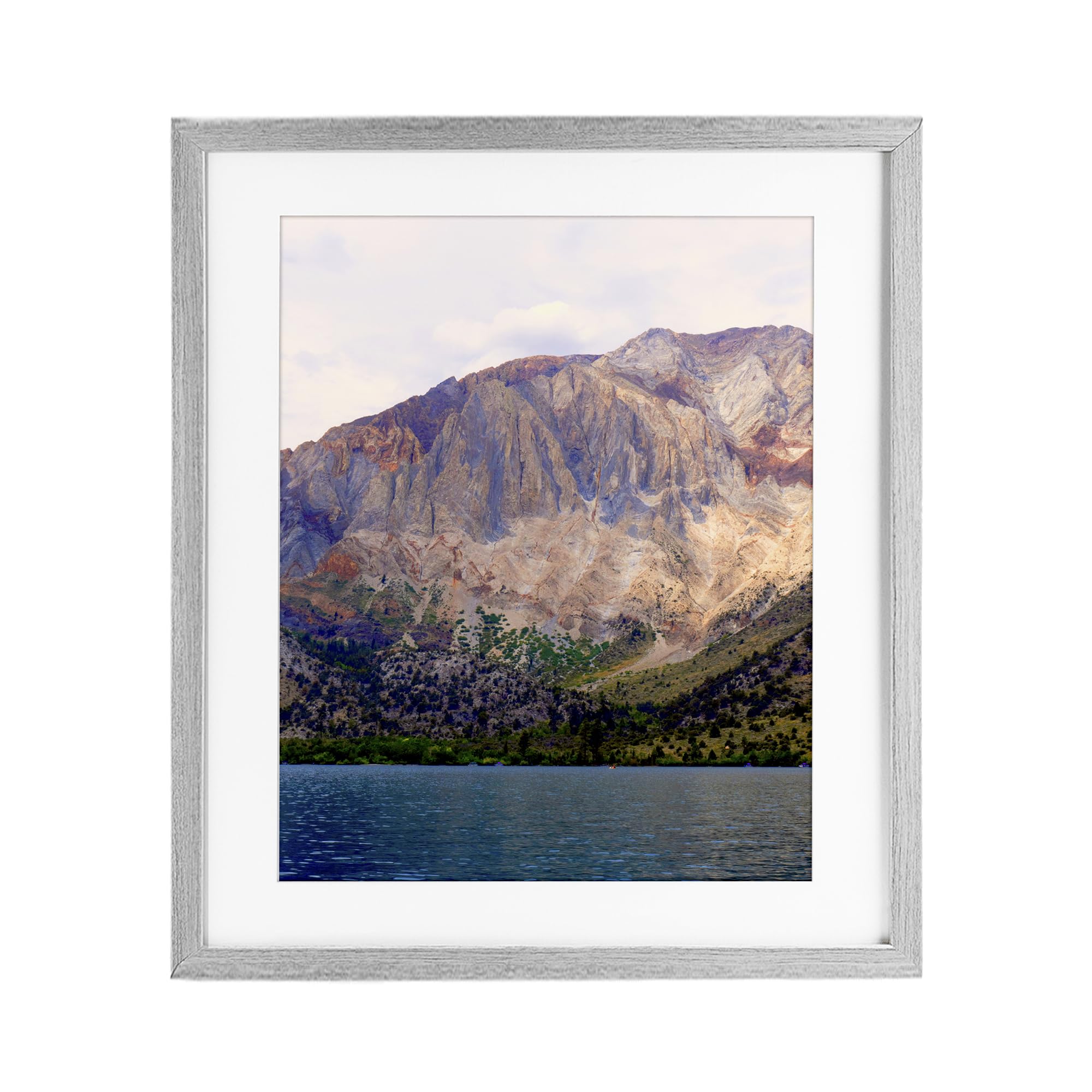 Stupell Industries Farmhouse Gray (Textured) Serene Lake Mountain Vista, 17 X 21 Inch Framed Print Under Glass