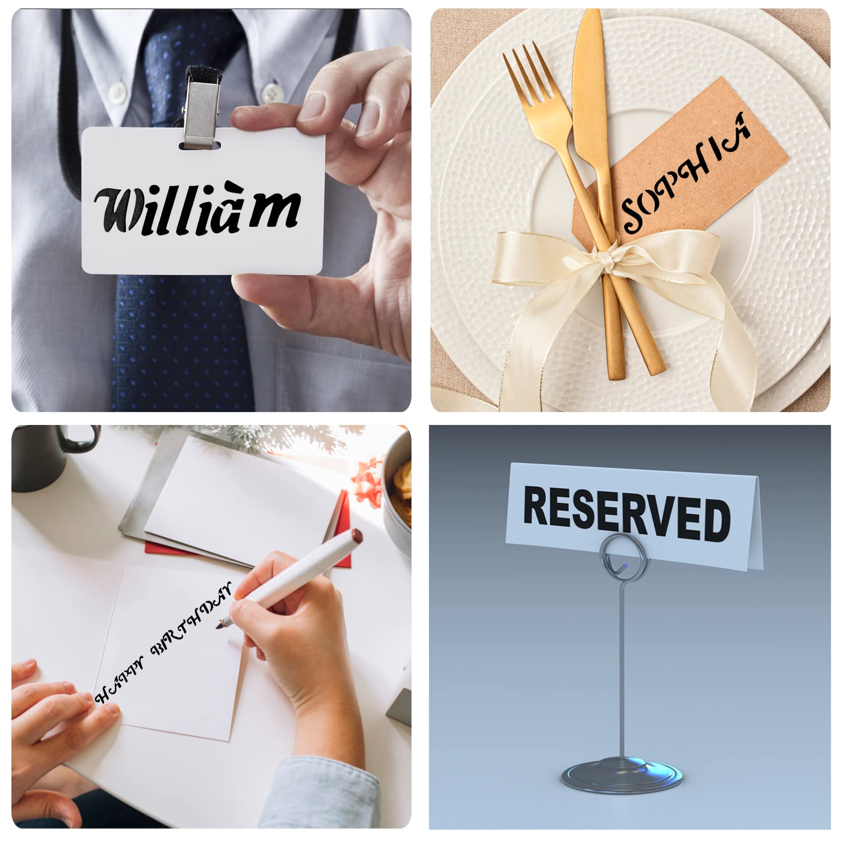 Plantillas de letras para pintar, paquete de 12 plantillas de plástico reutilizables del alfabeto, plantillas de letras pequeñas para diario, decoración de álbumes de recortes y proyectos de