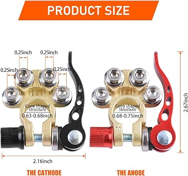 QODOLSI 2 PCS Cables Terminal Connectors Kit, Cables Terminal Connectors, 4 Way Quick Release Disconnect Terminals with Washers, for Marine Car Boat RV Cables Accessories (Multicolored)