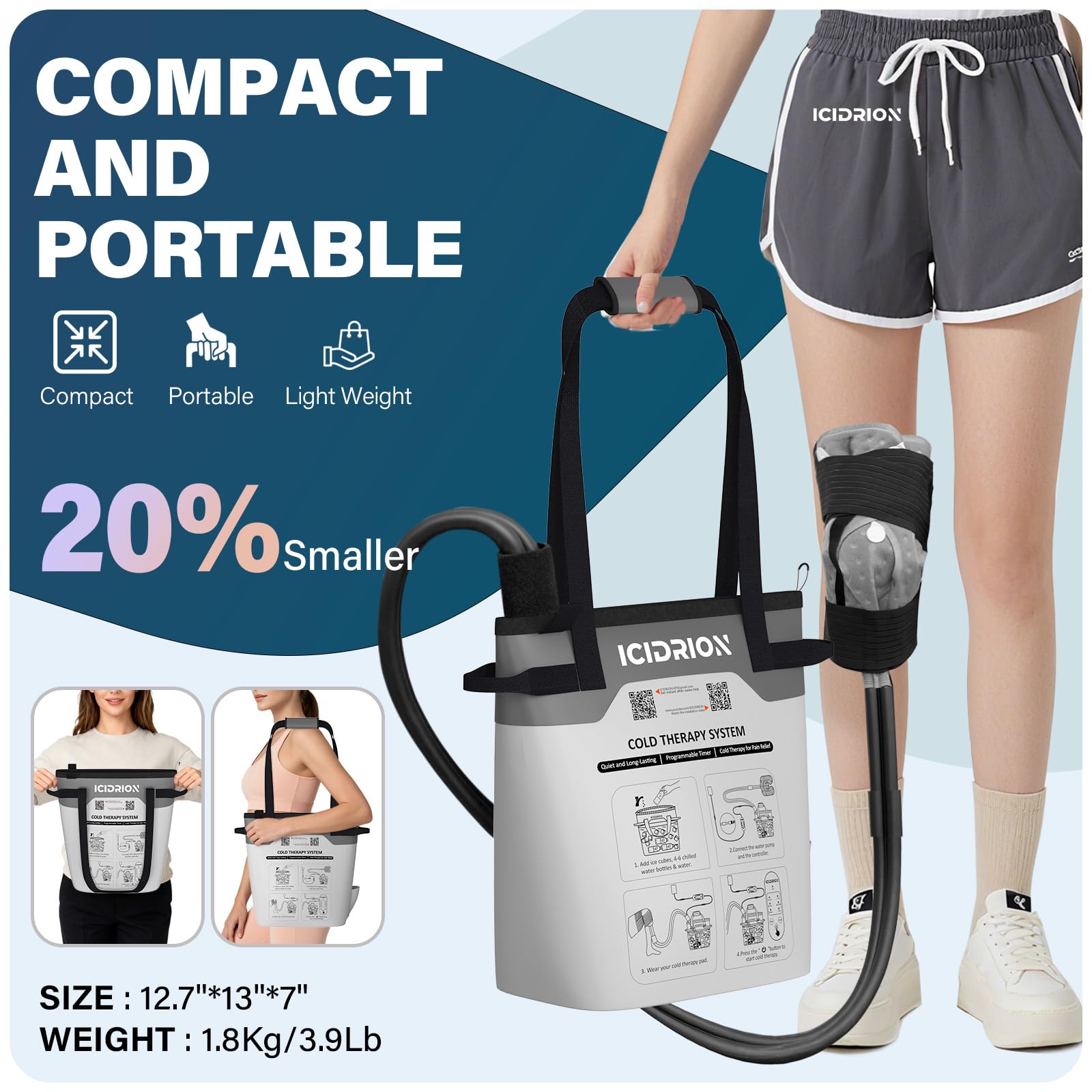 Máquina de terapia de frío, máquina de hielo programable para rodilla después de la cirugía, sistema portátil de recuperación de reemplazo de rodilla, alivio del dolor de crioterapia con almohadilla